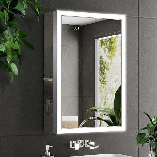 Lighted Medicine Cabinet with Mirror & Clock -20x32 Surface or - Product Imagery