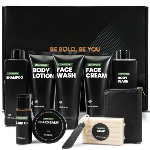 Rinse & Robust Beard Kit for Men, Gifts for Men, Cedarwood Beard Oil Gift Sets, Birthday Gifts Mens Stocking Stuffers fo