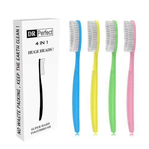 DR PERFECT Extra Hard & Firm Toothbrush Large Long Head - Product Imagery