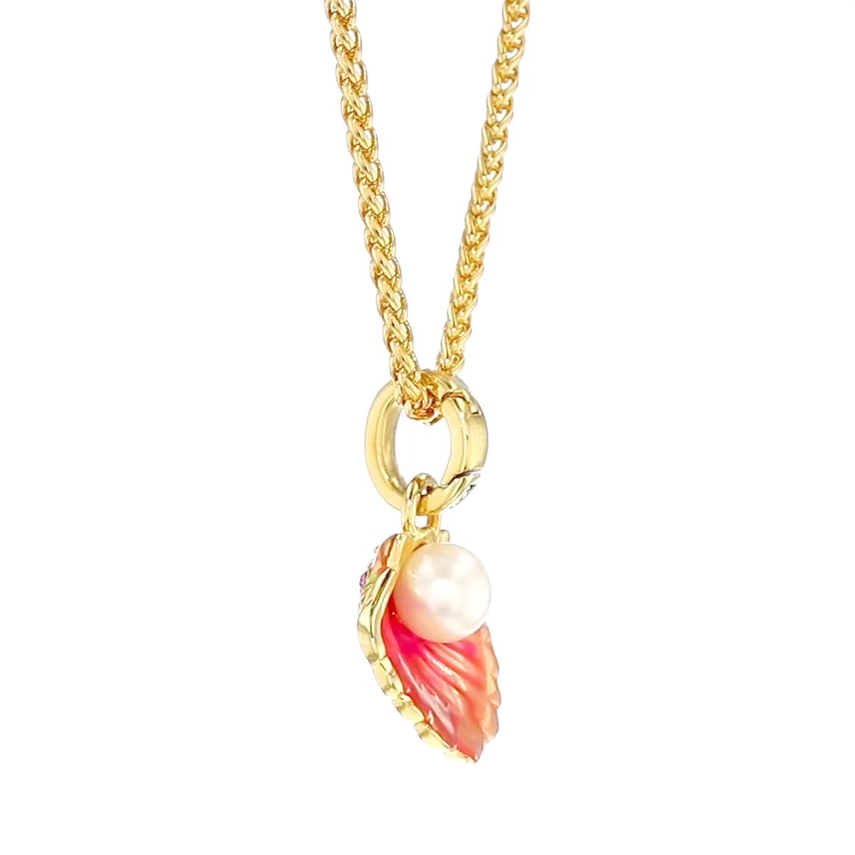 Ritzy Couture by Esme Hecht Pastel Scallop Shell with Pearl Enhancer Charm Necklace with 16" Chain by Ritzy Couture 