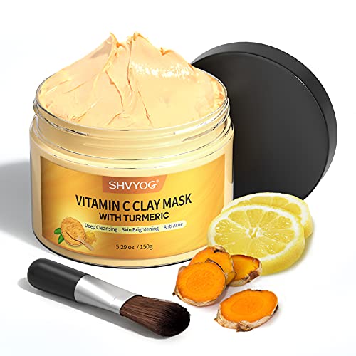 SHVYOG Turmeric Vitamin C Clay Mask with Kaolin Clay for Dull & - Product Imagery