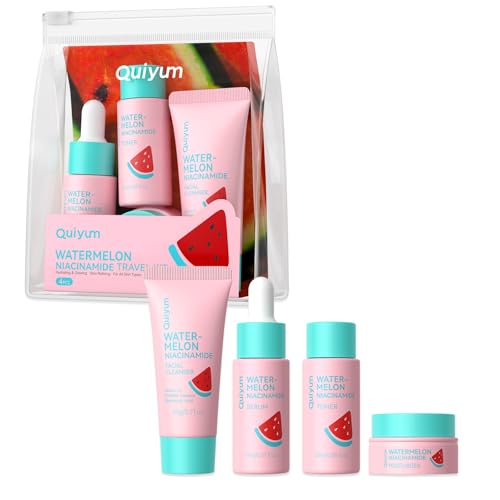 QUIYUM Watermelon Niacinamide Travel Kit – 4 Pcs Skincare Set - Product Imagery