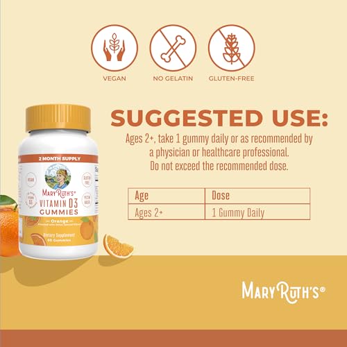 MARYRUTH'S Vitamin D3 Gummies, Adults & Kids Vitamin D, 60 - Product Imagery