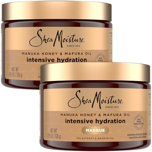 Shea Moisture Hair Mask, Manuka Honey & Mafura Oil Intensive Hydration Masque 2-Pack for Revitalizing Extra Dry, Damaged