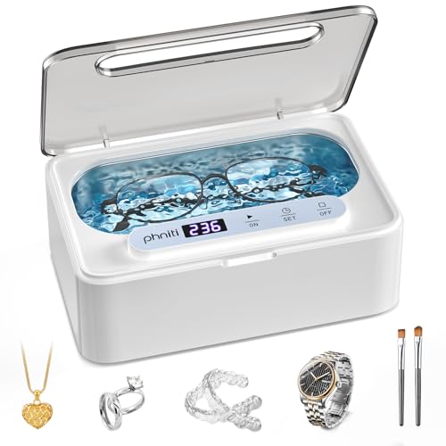 Phniti Ultrasonic Jewelry Cleaner for Retainer Glasses Rings Dentures,12OZ – Plastic