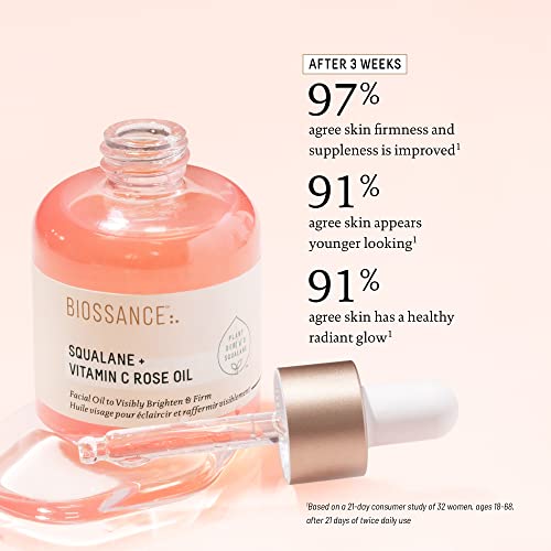 BIOSSANCE Squalane + Vitamin C Rose Advanced Facial Oil - - Product Imagery