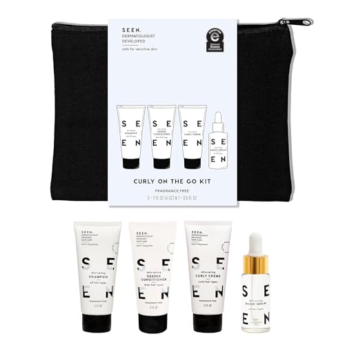 SEEN Curly On The Go Kit, Fragrance Free - Non-Comedogenic & Safe for Sensitive Skin - Curl-Defining Styling Hair Bundle