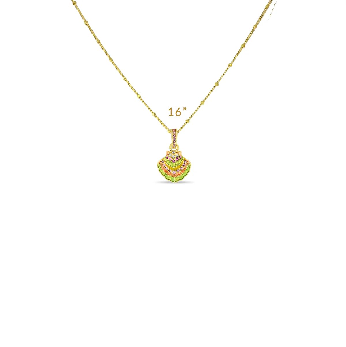 Ritzy Couture by Esme Hecht Pastel Scallop Shell with Pearl Enhancer Charm Necklace with 16" Chain by Ritzy Couture 