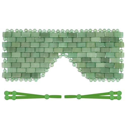 ideayard Jade Eye Mask, Natural Jade Stone Beaded Eye Cover with Adjustable Strap for Hot & Cold Therapy, Soothing Eye C