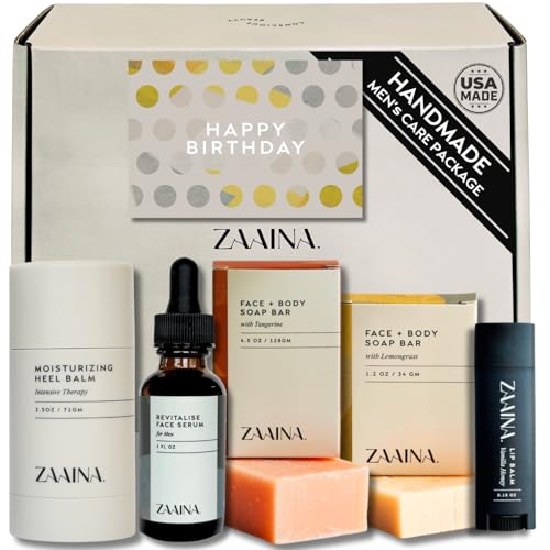 ZAAINA Birthday Gift for Men | Self Care Gift Box | Natural Grooming Set – Peppermint, Lemon, Tea Tree