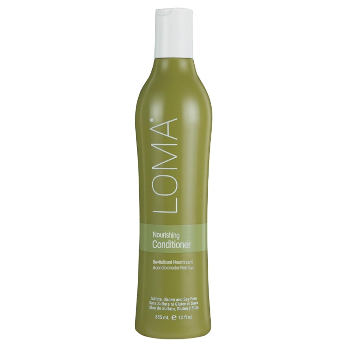 Loma Nourishing Conditioner 12 oz bottle, sulfate-free hair conditioner with a sleek white and blue packaging, designed for healthy hair.