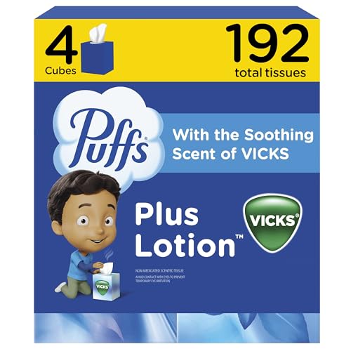 Puffs Plus Lotion with Vicks Facial Tissues, 4 Cubes, 48 Tissues - Product Imagery