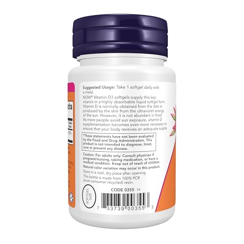 NOW Foods Supplements, Vitamin D-3 2,000 IU, High Potency, - Product Imagery
