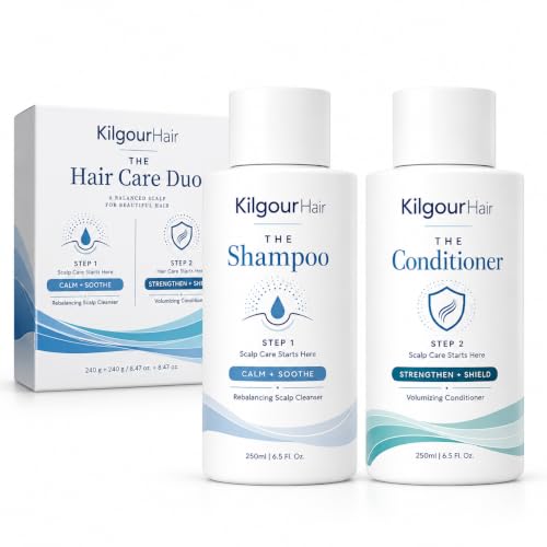 Qyewno KilgourHair Shampoo and Conditioner Set, 250ml Each, Scalp Care Shampoo to Calm & Soothe, Volumizing Conditioner 