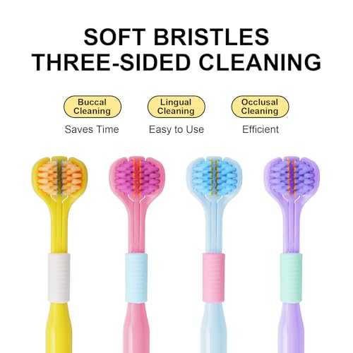 3 Sided Toothbrush with Tongue Scraper, 2026 New Upgraded Medium - Product Imagery