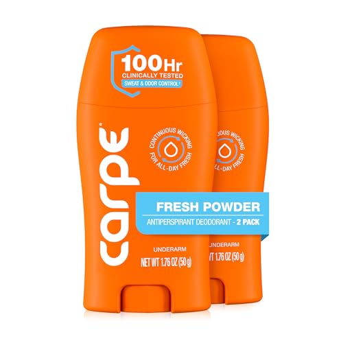 Carpe 100-Hour Deodorant for Men & Women, Fresh Powder - 2 Pack – Cruelty Free, Formaldehyde Free, Paraben Free, Phthala