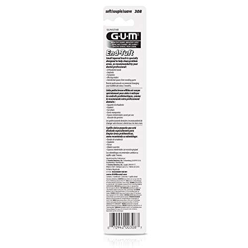 GUM End Tuft Toothbrush, Soft, Extra-Small Head, 1 Count (6 Pack) - Product Imagery