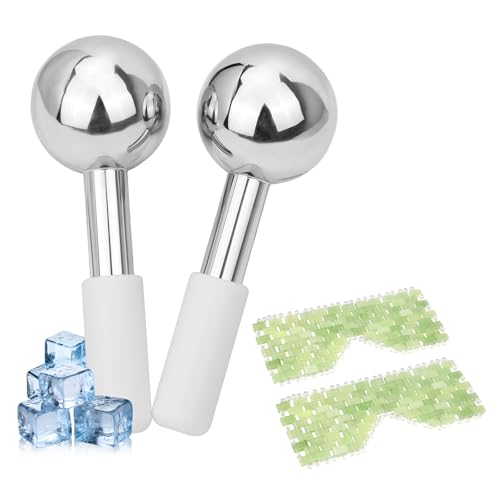 LazyGa 2PCS Jade Eye Mask & Ice Globes Set for Face & Eyes to Reduce Puffiness, Wrinkles, Dark Circles Spa & Esthetician