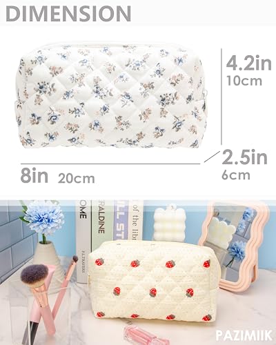 Small Quilted Makeup Bag,Zipper Cosmetic Pouch,Gauze Hyacinth,6 - Product Imagery