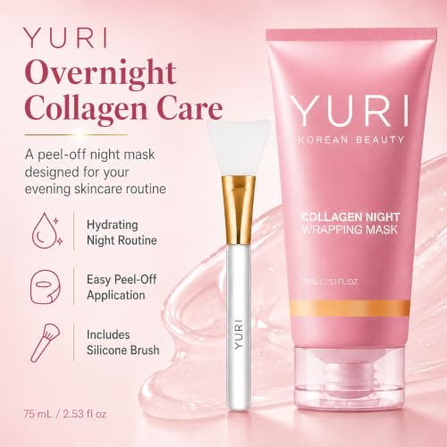 YURI Collagen Night Wrapping Mask, Overnight Peel-Off Face Mask, - Product Imagery