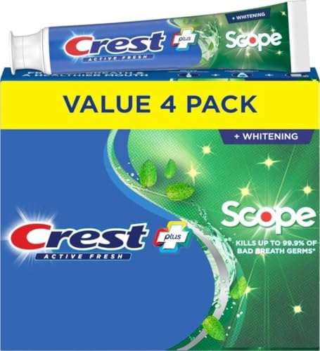 Crest + Scope, Active Fresh, Teeth Whitening Toothpaste for - Product Imagery