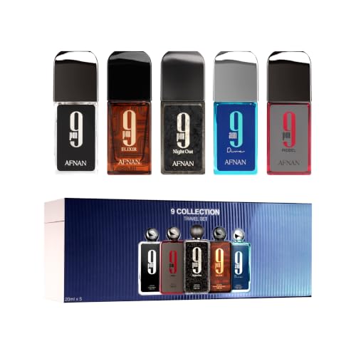 Afnan 9 Collection Travel Size Perfume Set, Eau de Parfum Unisex, 5 x 20ml – Miniature, Travel Set, 9 COLLECTION TRAVEL 
