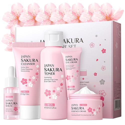 Sakura Skincare Kit for Teenage Girls Women, 5Pcs Skin Care - Product Imagery