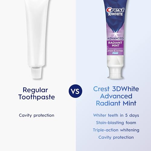 Crest 3D White Advanced Teeth Whitening Toothpaste, Radiant - Product Imagery