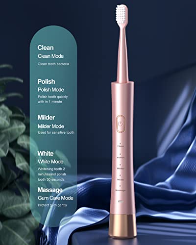 AJELU Sonic Electric Toothbrush for Adults, USB Rechargeable - Product Imagery