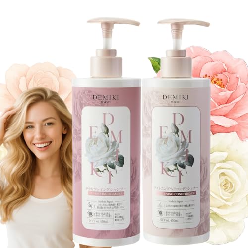 DEMIKI Japanese Shampoo and Conditioner Set for Women,Sulfate Free Shampoo for Oily Hair,Paraben Free, Sulfate Free, Ros