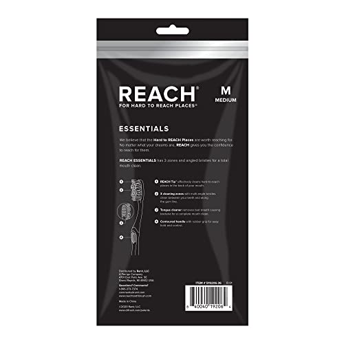 Reach Essentials Medium Toothbrushes with Toothbrush Caps, 6 - Product Imagery