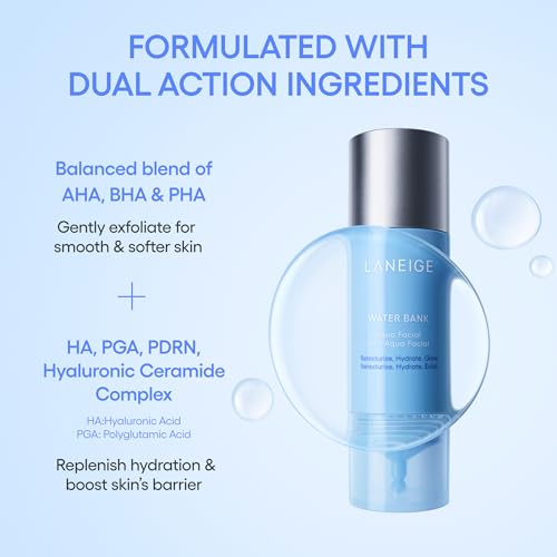 LANEIGE Water Bank Aqua Facial Serum | K-Beauty Exfoliating & - Product Imagery
