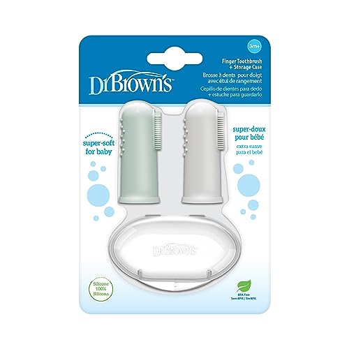 Dr. Brown's Silicone Finger Toothbrush, Gray and Green, 2-Pack - Product Imagery