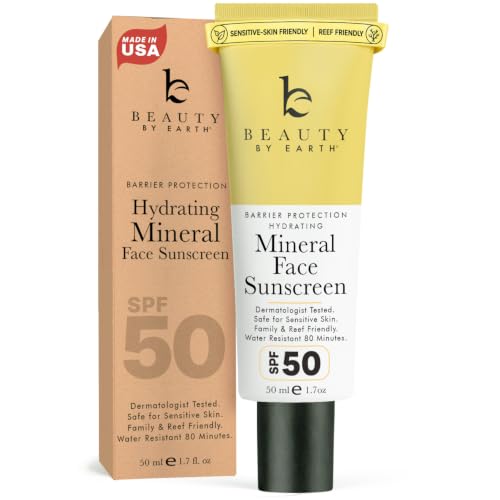 Beauty by Earth Mineral Face Sunscreen SPF 50 - Non-Nano Zinc Oxide, No Chemical Filters – Vanilla Coconut