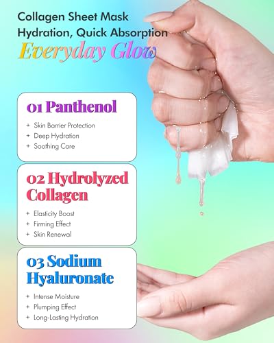 DERMAL 24 Combo Korean Essence Sheet Mask Variety Pack, Collagen - Product Imagery