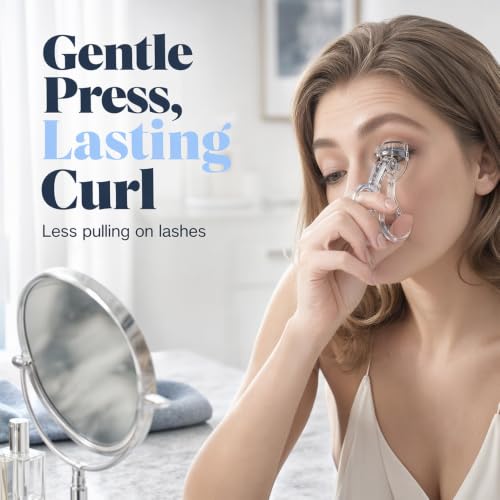 Wide-Angle Frameless Eyelash Curler with Comb, Clear - Product Imagery