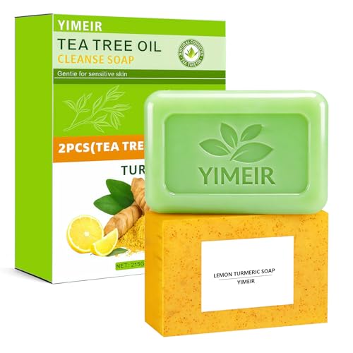 Turmeric Facial Soap & Tea Tree Soap Bars Duo - Natural - Product Imagery