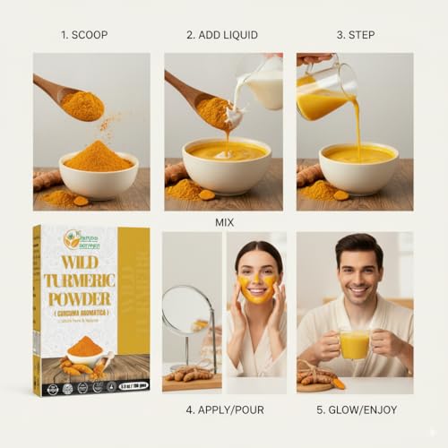 Herbs Botanica Wild Turmeric Powder 100% Pure & Natural Kasturi - Product Imagery
