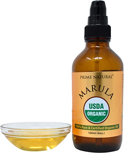 PRIME NATURAL Organic Marula Oil, Pure, Cold Pressed, USDA - Product Imagery