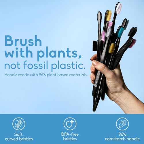 The Humble Co. Plant-Based Soft Bristle Toothbrushes, Black (5 - Product Imagery