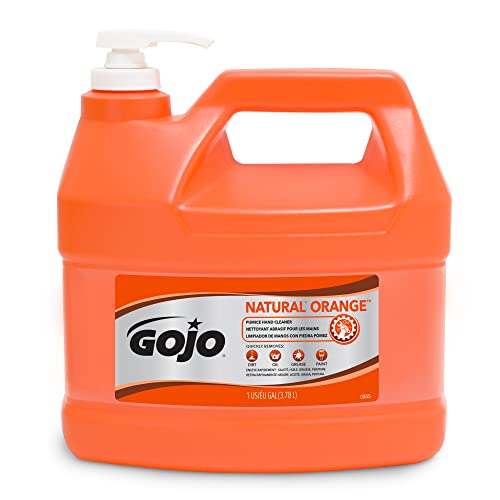 GOJO Natural Orange Pumice Hand Cleaner, Pump Bottle, 1ct x 1 Gal - 0955-02 – White, Effective on dirt, oil, grease, Ora