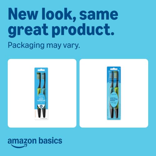Amazon Basics Soft Toothbrushes for Adults - Pulsating Deep - Product Imagery