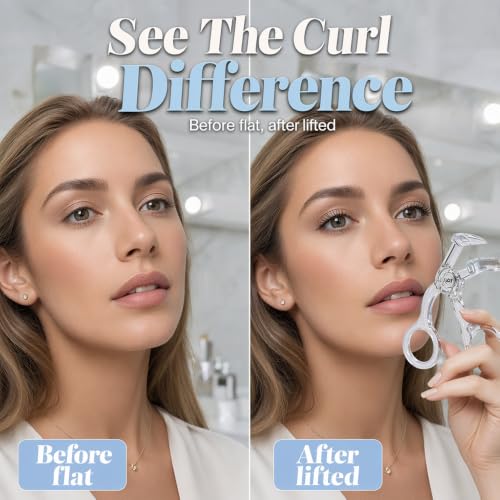 Wide-Angle Frameless Eyelash Curler with Comb, Clear - Product Imagery