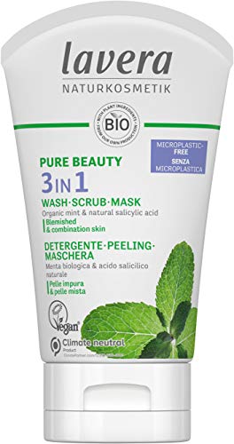 LAVERA Pure Beauty 3 In 1 Wash Scrub And Mask, 125 ML – Certified Organic, Vegan, 4.23 Fl Oz (Pack of 1)