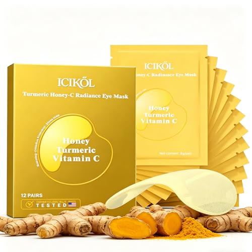 ICIKOL Turmeric Vitamin C Under Eye Patches, Eye Mask for Puffy Eyes and Dark Circles, Deep Hydrating Under Eye Mask Pat