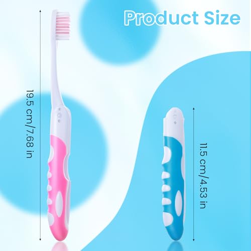 2Pcs Folding Toothbrush, Portable, Soft Travel Size, for Hiking, - Product Imagery