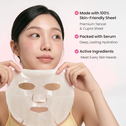 GLAM UP Korean Facial Sheet Mask 12 Pack – Hydrating Glass Skin - Product Imagery