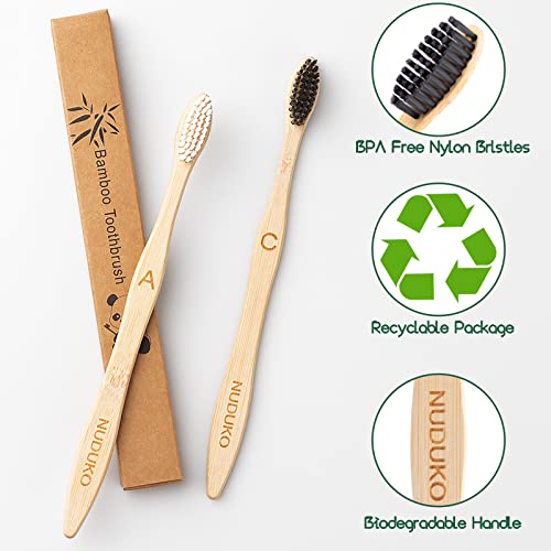 Bamboo Toothbrushes 10 Pack, Soft Bristle Toothbrush BPA Free - Product Imagery