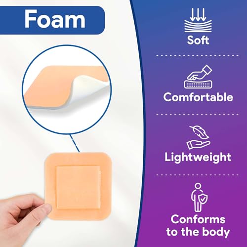 Silicone Foam Dressings 9"x9" - 10 Bordered Silicone Bandages - Product Imagery