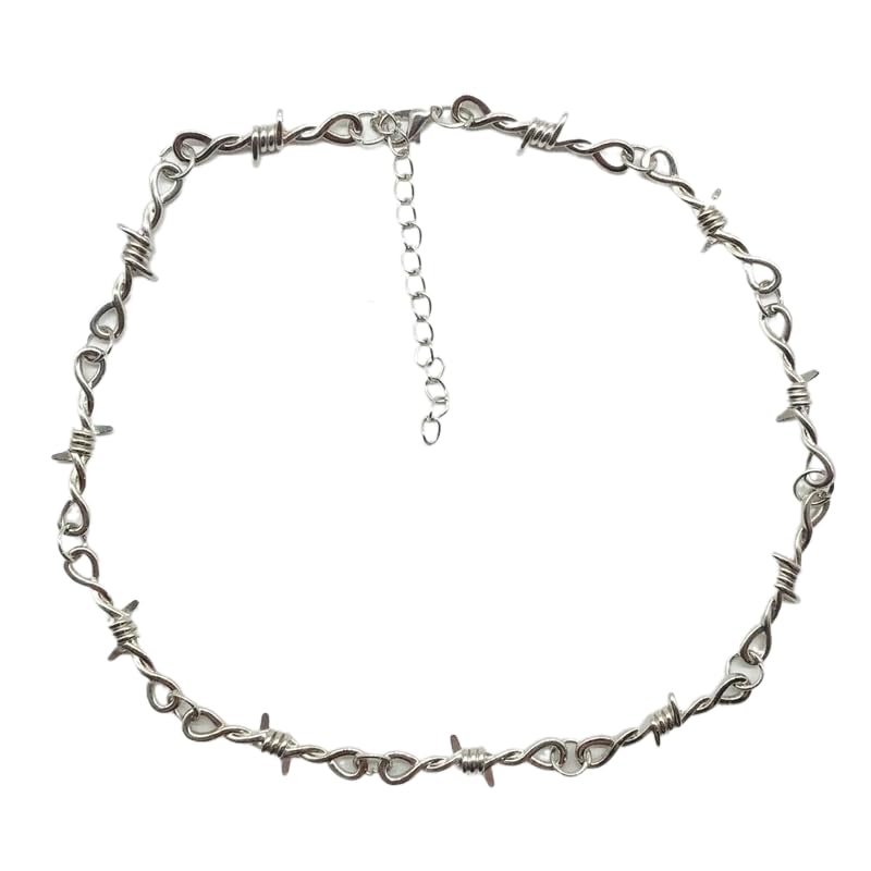 925 Sterling Silver Blade Barbed Wire Necklace Bracelet For Men and Women - Barbwire Little Thorns Chain Choker Jewelry 